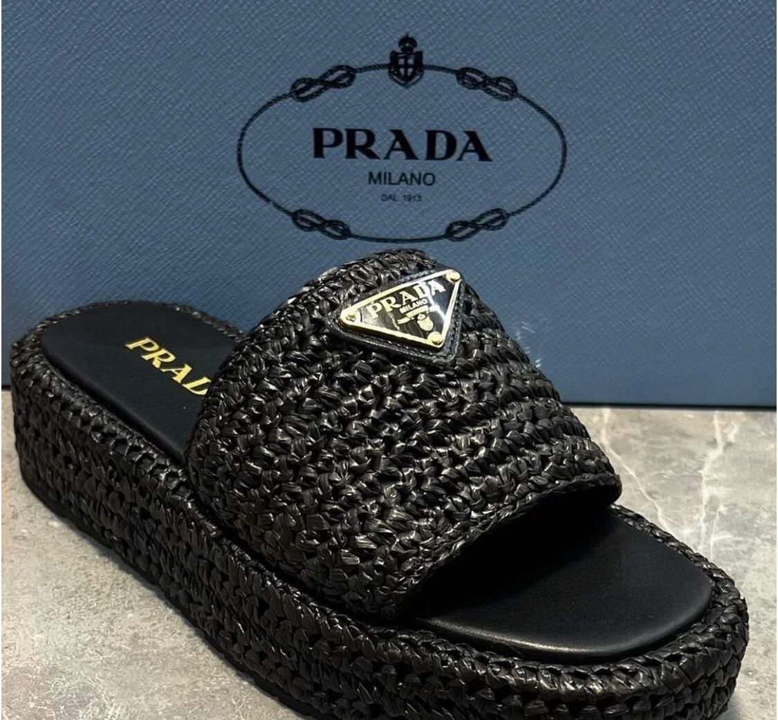 PRADA Crochet flatform slides